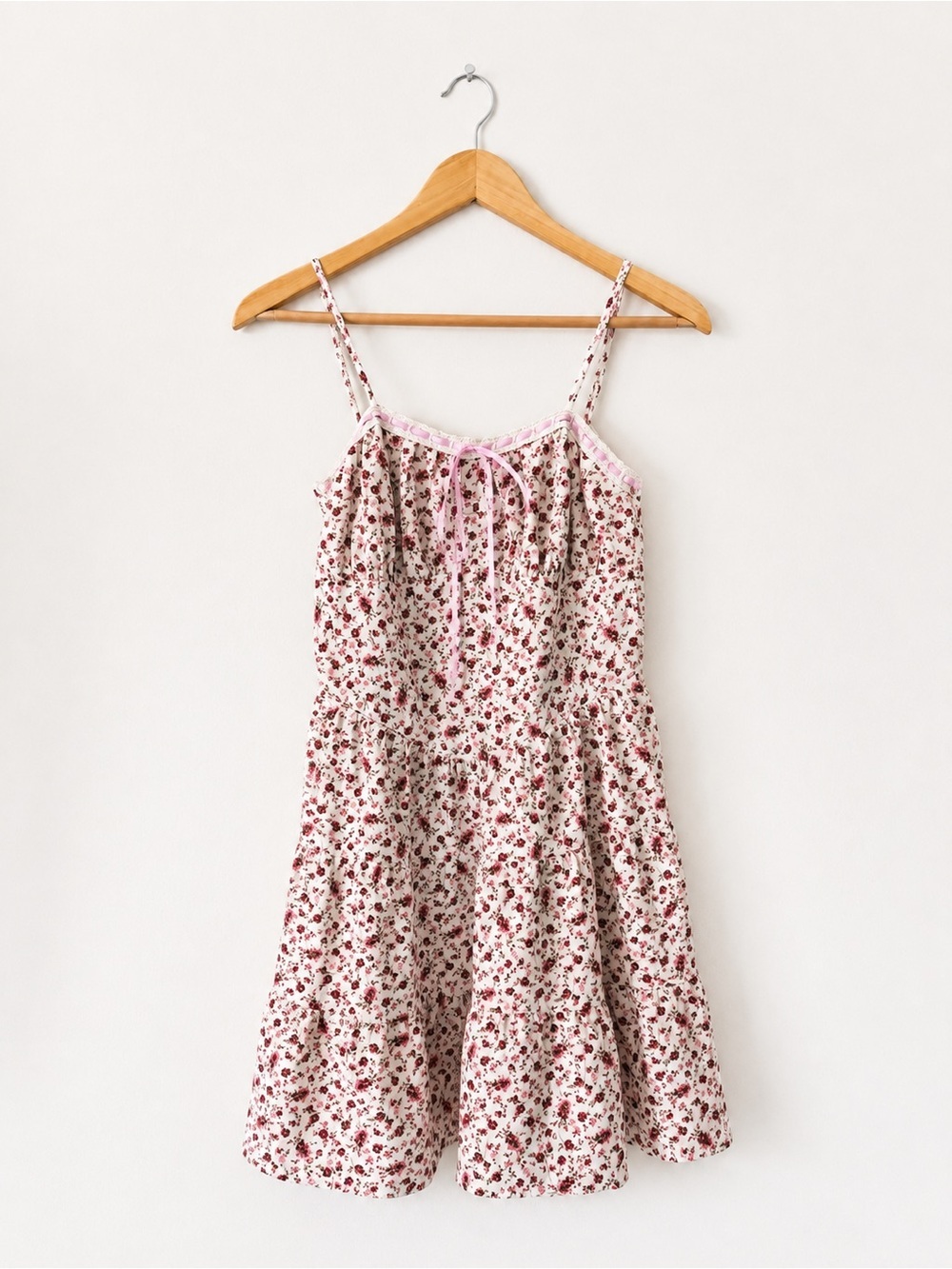 Monteau LA Floral Smocked Tiered Mini Dress S